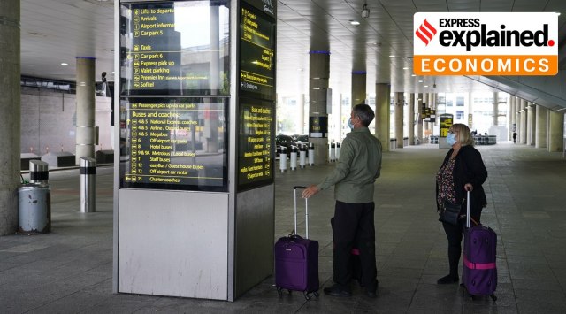 Passengers arrive at Gatwick Airport, in London. Britain’s Gatwick Airport has slashed its number of daily flights over the summer because of staff shortages as the global aviation industry struggles to meet a resurgent demand for travel. (AP Photo/Alberto Pezzali, File)