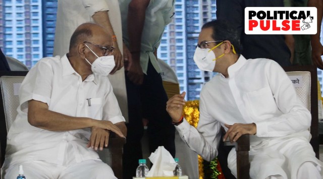Former Maharashtra Chief Minister Uddhav Thackeray and NCP chief Sharad Pawar (L) in Mumbai. (Express/File)