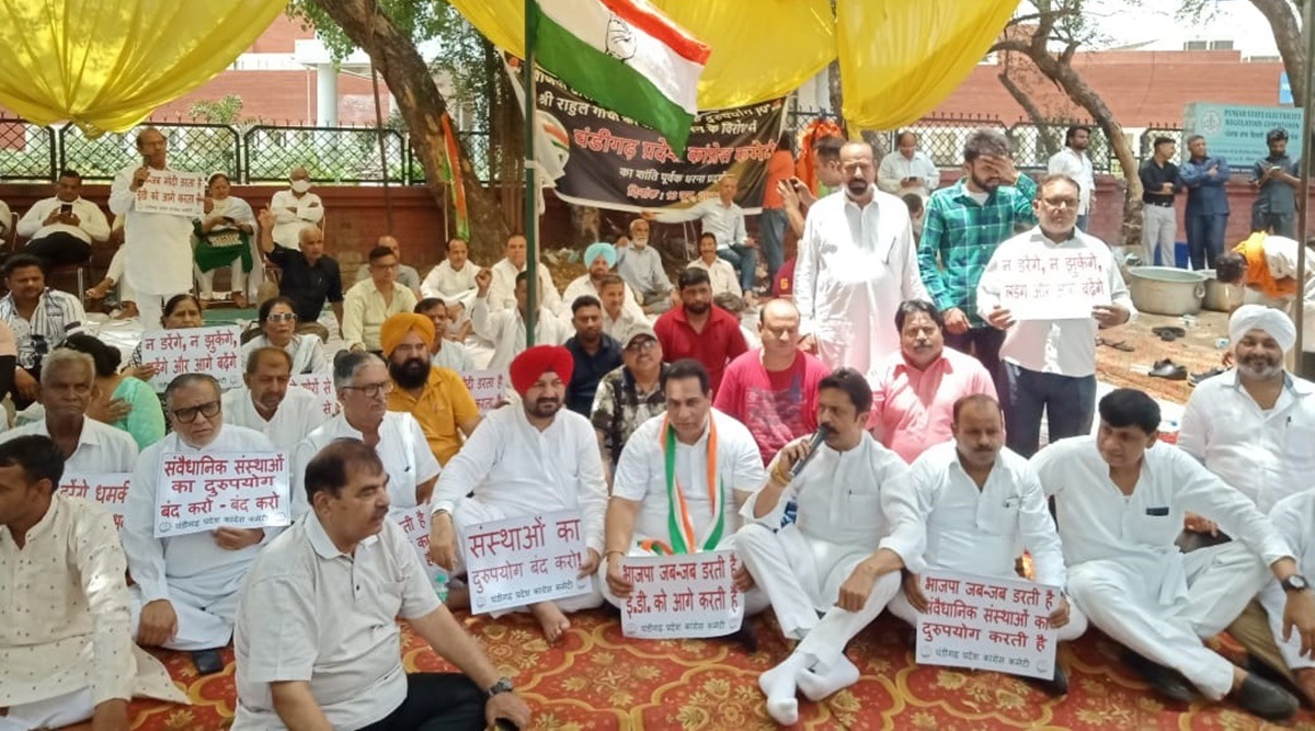 Rahul Gandhi questioned: Chandigarh Congress protests at ED office