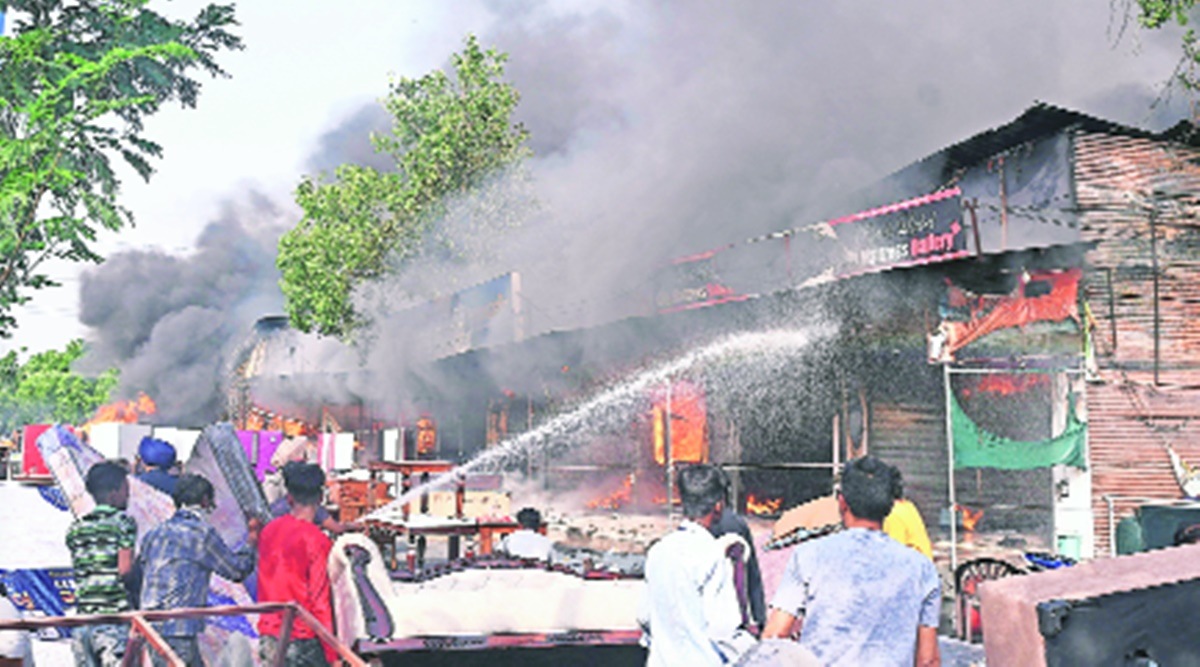 chandigarh sector 53 market fire furniture market