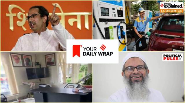Clockwise from top left: Uddhav Thackeray; Petrol pumps rationing supplies due to non-availability of fuel; Arshad Madani; Rahul Gandhi's Wayanad office