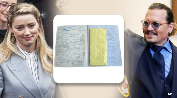 johnny depp, amber heard, johnny amber lawsiuit, depp heard defamation suit, depp vs heard trial notebook, depp heard trial items auction, indian express