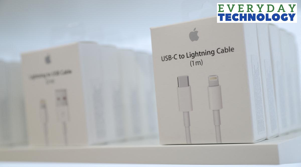 USB-C to Lightning Cable adapters are seen at an Apple store in Chicago. (Reuters Photo/File) 