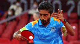 G Sathiyan in action at CWC 2022 Birmingham