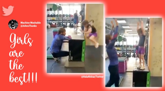 Girl jumps box after several attempts, Inspiration video children sports, Inspiration tweet, Never give up girl successfully jumps box, Indian Express