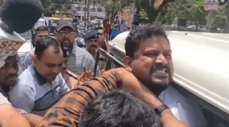 Anant Patel alleged that Local Crime Branch (LCB) Police Inspector D S Korat had used force to detain him. (Twitter/Gujarat Congress)