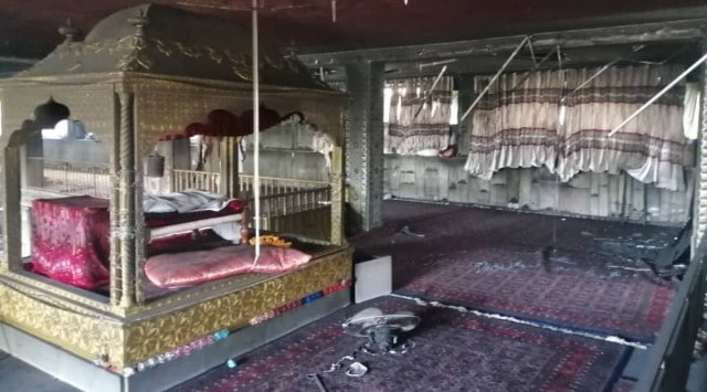 The building of Gurdwara Karte Parwan in Kabul suffered extensive damage in the attack, Saturday (Express photo)