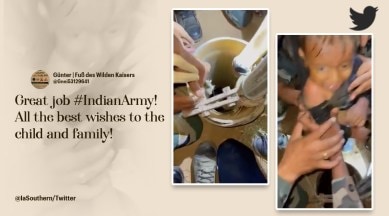 Indian Army rescues boy from borewell, Indian Army rescued 18 month old baby from borewell, Baby rescued by army from borewell in Gujarat, Indian Express