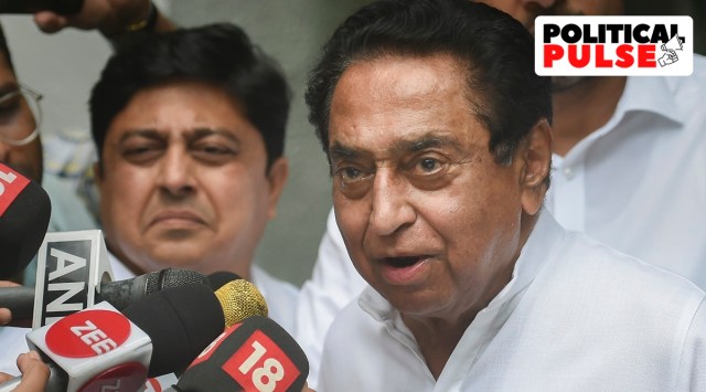 Congress leaders Kamal Nath leaves after meeting with party MLAs at party leader Balasaheb Thorat's official residence, in Mumbai in Mumbai, Wednesday, June 22, 2022. (PTI Photo)