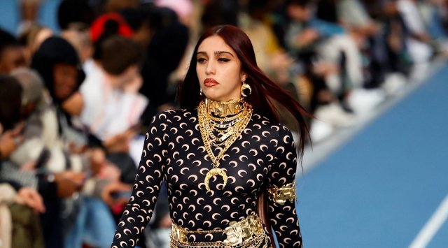 Lourdes Leon presents a creation by designer Marine Serre as part of her Spring/Summer 2023 Menswear collection show during Men's Fashion Week in Paris, France (Source: Reuters)