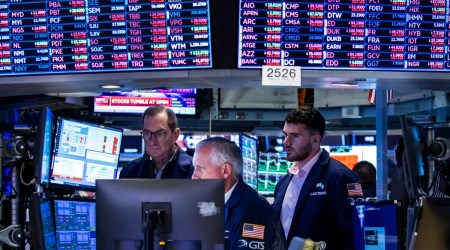 Markets are bracing for more bigger-than-usual hikes, on top of some discouraging signals about the economy and corporate profits, including a record-low preliminary reading on consumer sentiment soured by high gasoline prices. (AP)