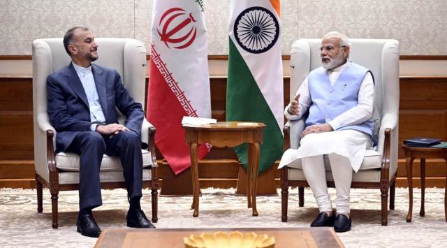 Iran Foreign Minister Hossein Amirabdollahian with Narendra Modi. (Photo: Twitter@narendramodi)