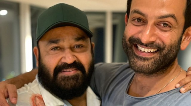Prithviraj meets Mohanlal after a gap of few months. (Photo: Twitter/PrithviOfficial)