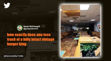 Burger King, Old burger king found in US mall, vintage burger king discovered in USA mall, Infact burger kind found behind a mall wall in America, Indian Express