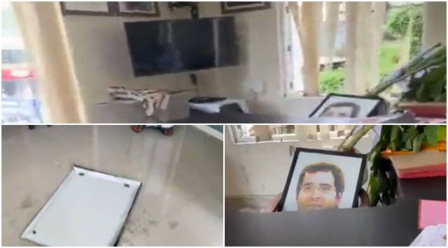Rahul Gandhi's office in Wayanad after getting attacked. (Express)
