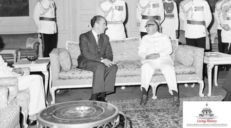 US President RIchard Nixon of the United States with acting President Hidayatullah at Rashtrapati Bhavan on July 31,1969. (Source: Rashtrapati Bhavan Archive)