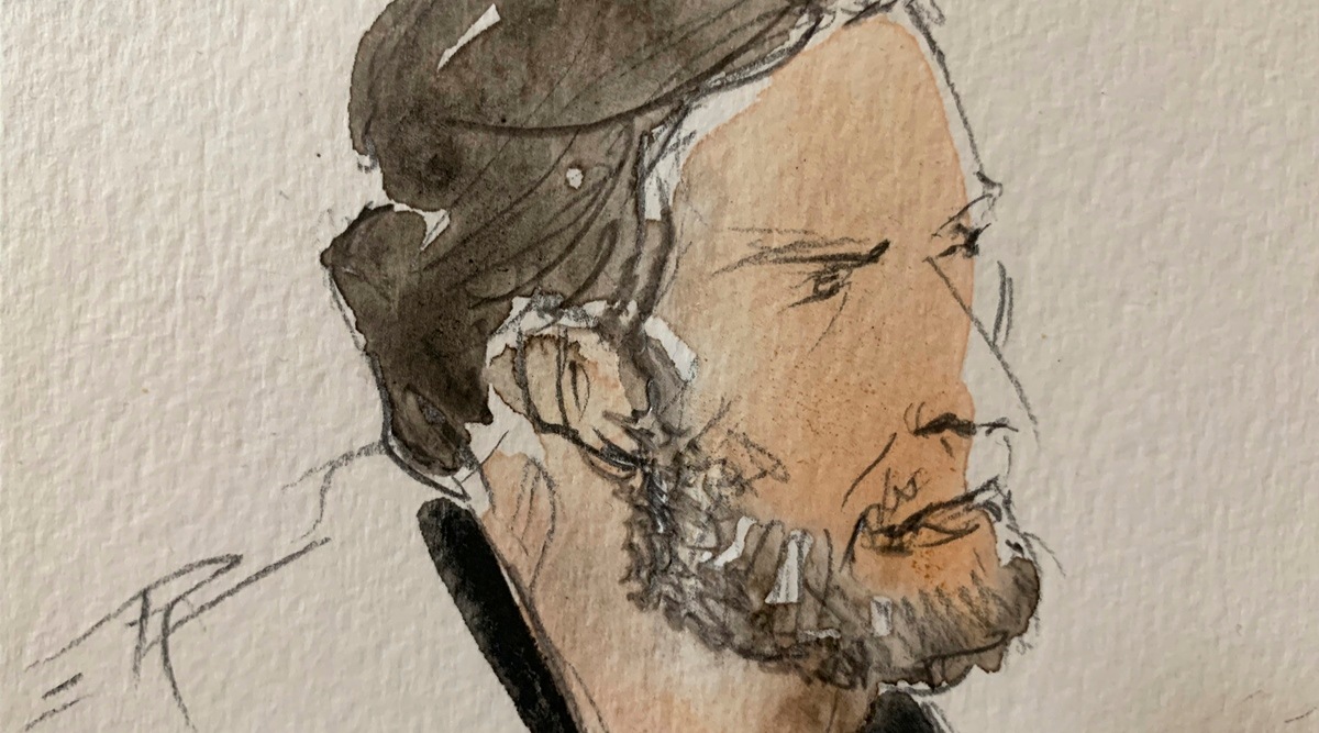 Key defendant Salah Abdeslam in seen in the special courtroom built for the 2015 attacks trial in Paris. (AP, file)