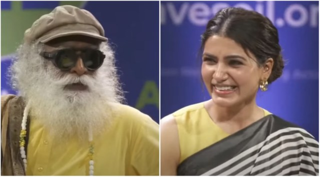 Samantha Ruth Prabhu interacted with Sadhguru in Hyderabad.