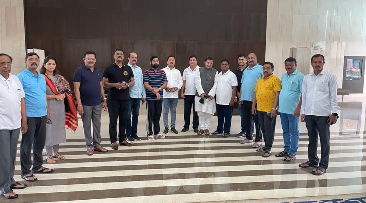 Shiv Sena MLAs Deepak Kesarkar and Sada Sarvankar seen in Guwahati with rebel camp. (Photo: ANI)