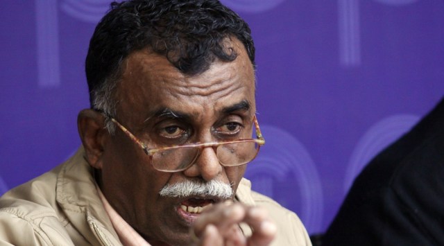 Former Gujarat police chief RB Sreekumar at the press conference. (Express photo by Prem Nath Pandey/File)