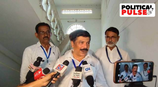  Congress candidate from Agartala Assembly bypoll Sudip Roy Barman speaks to media after his win.