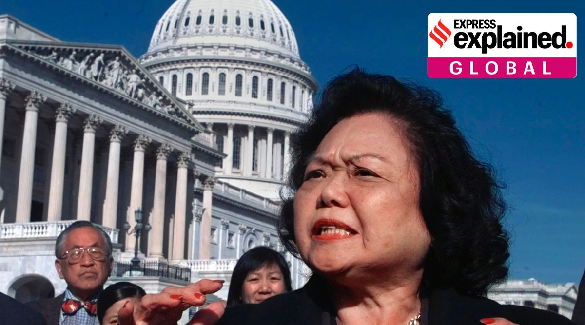 Rep. Patsy Mink, D-Hawaii, meets reporters on Capitol Hill on Nov. 5, 1997. The arrival of Title IX and its protections for American women was the result of hard work from the likes of  Mink and others. (AP Photo/Joe Marquette, File)