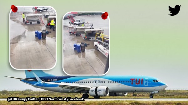 tui airline, manchester airport flight cancelled, pilots load baggage delayed flight, pilot load bags tui flight, viral videos, indian express