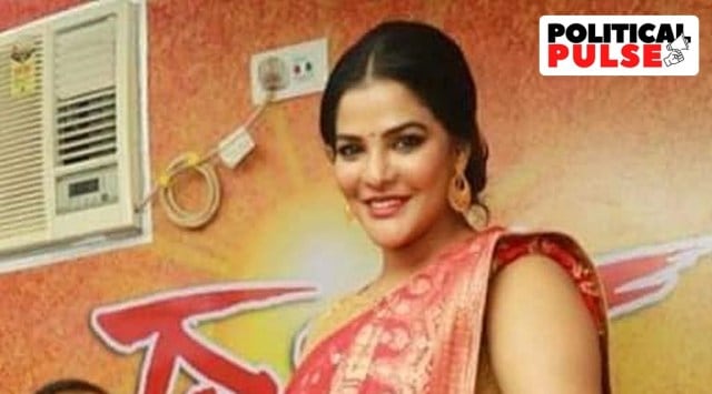 Arpita Mukherjee has also been the face of promotional campaigns for Partha Chatterjee’s Durga Puja committee called the Naktala Udayan Sangha in 2019 and 2020. (Suvendhu Adhikari/Twitter)