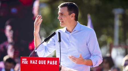 Spanish Prime Minister Pedro Sanchez Election Rally 