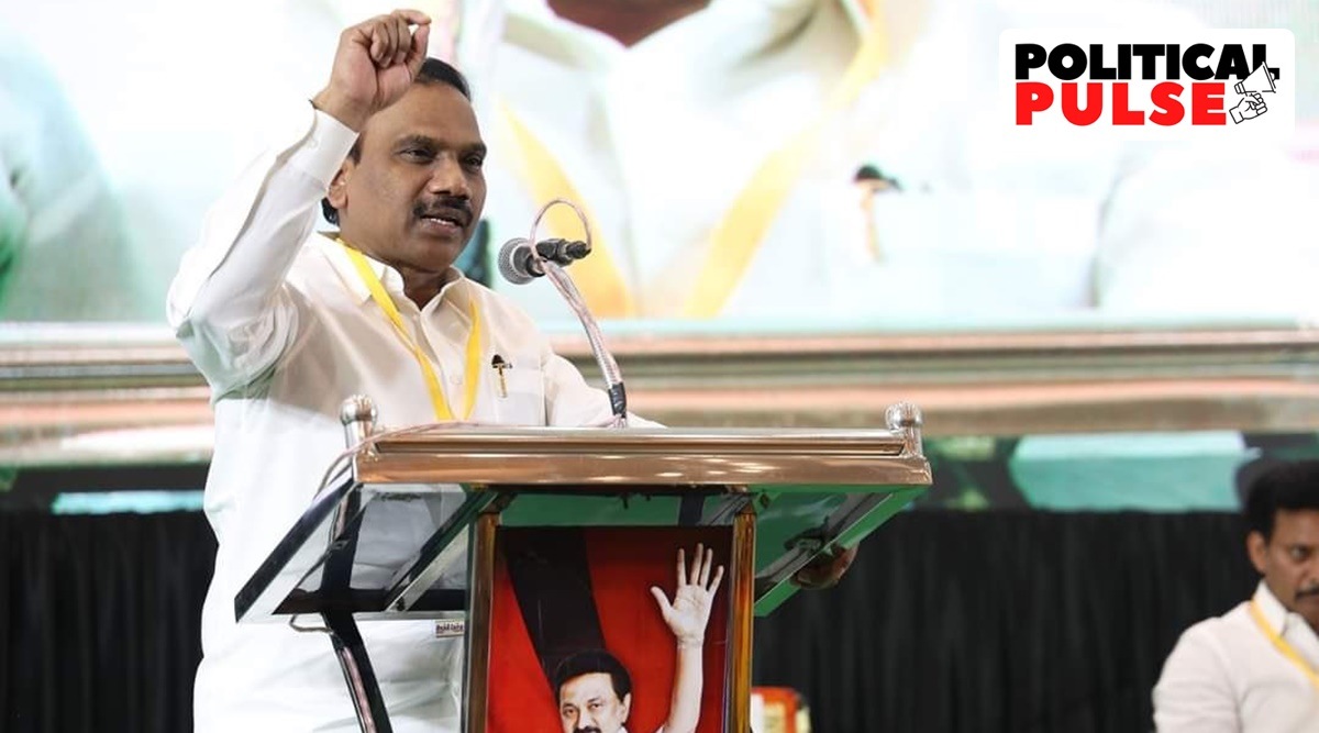 During his speech peppered with multiple references to various developments in pre- and post-Independent India, Raja asserted that Tamil Nadu has continued to fight for state autonomy since it was formed. (File Photo: twitter/@dmk_raja)
