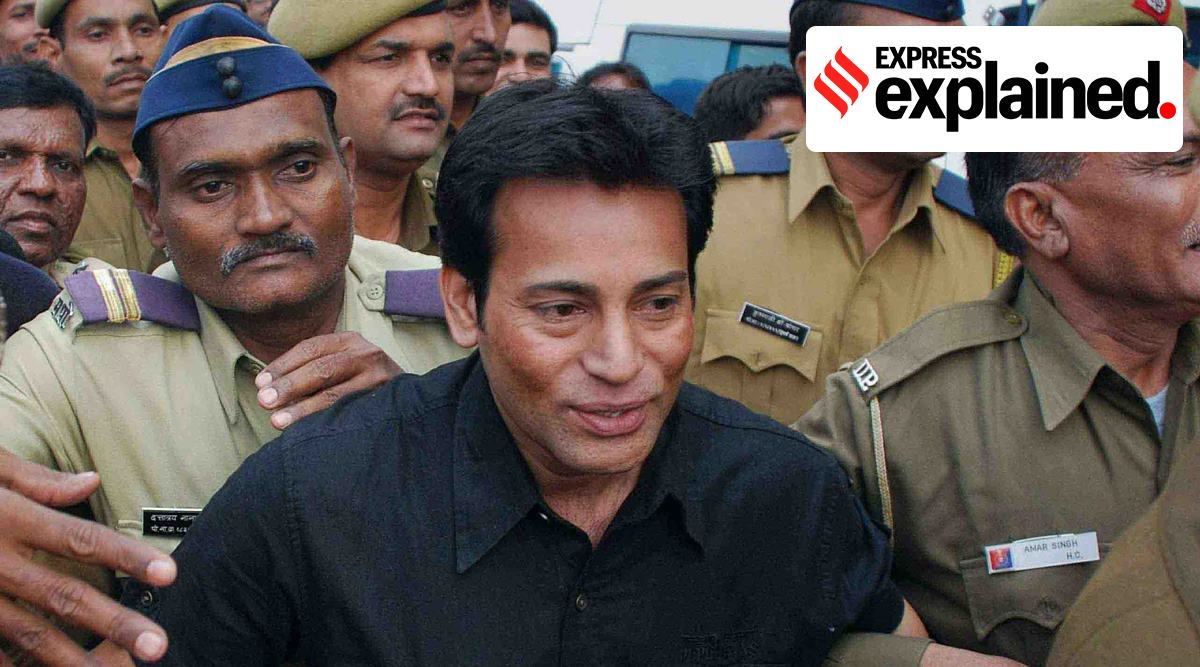 Gangster and 1993 Bombay serial blasts convict Abu Salem Abdul Kayyum Ansari in police custody. (Express Archives)