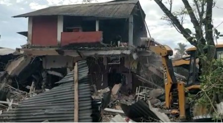 Bulldozers razed Baidullah's two-storey house on Tuesday. (Express/Sourced)