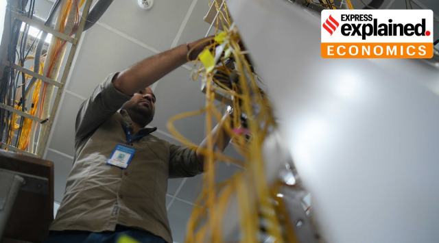 The technical staff of BSNL does maintenance work at the office in Agartala. (Express Photo, File)