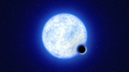 Artist's impression of the VTFS-243 system with a black hole and a star