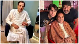 Bobby Deol, son Aryaman Deol visit Dharmendra on Rocky Aur Rani Ki Prem Kahani set