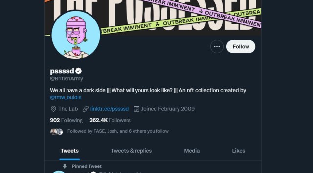 Hackers used the British Army accounts to post about cryptocurrencies and NFTs. (Image credit: @DANNYonPC / Twitter) 