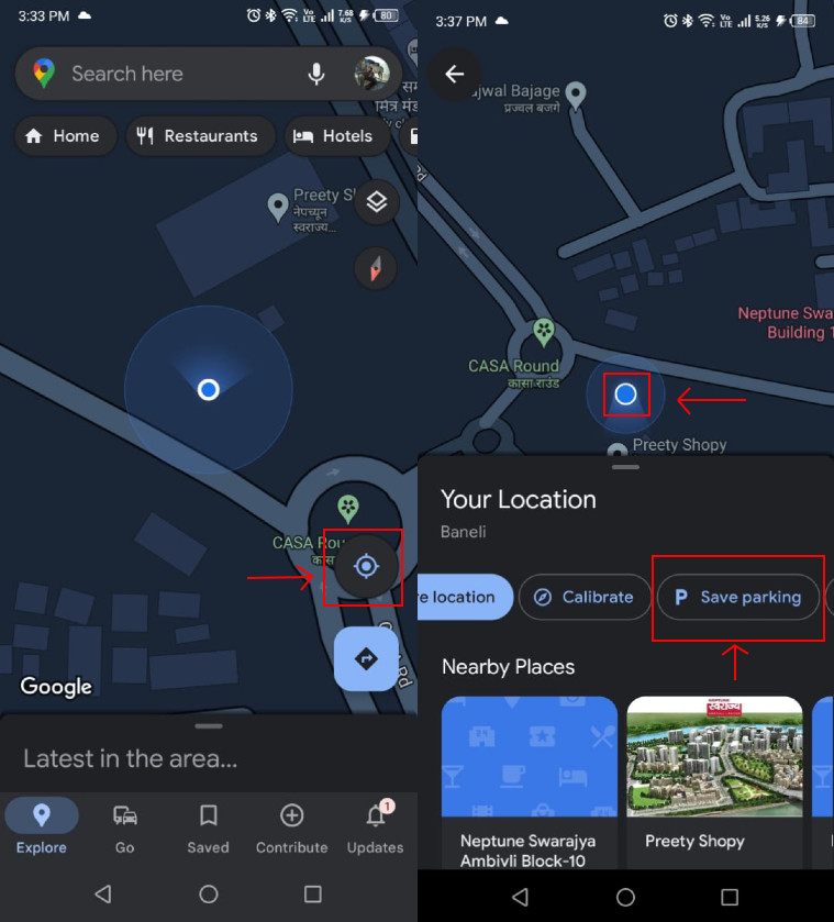 google maps, ubicación de estacionamiento de google maps, estacionamiento de google maps, guardar estacionamiento google maps,
