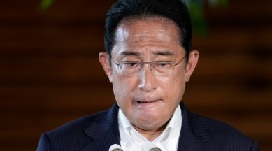 Bodyguard's wild act as Japan PM Fumio Kishida bombed on TV