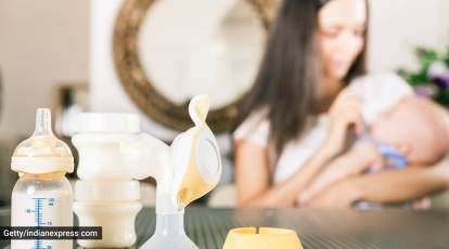 Why is it a good idea for new moms to cover the bottle while pumping breast  milk?