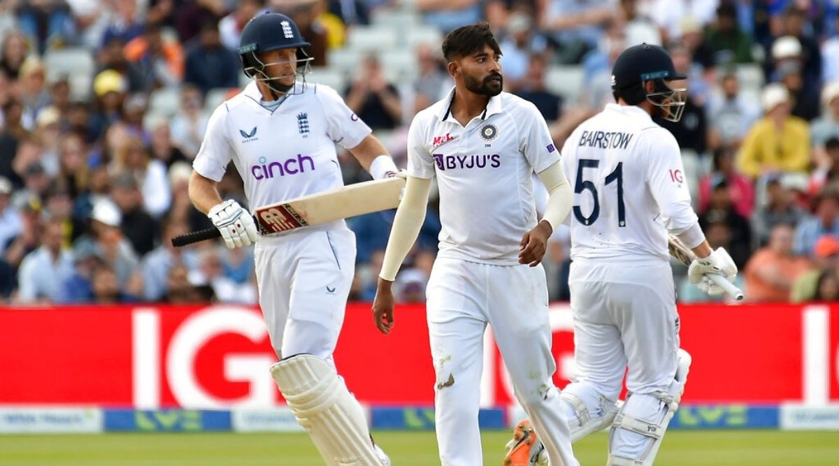 India bowler Mohammed Siraj appeals for the wicket of Zak Crawley