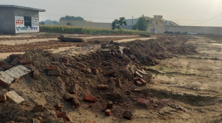 At a site where JDA recently demolished an illegal colony, in Jalandhar. (Express Photo)