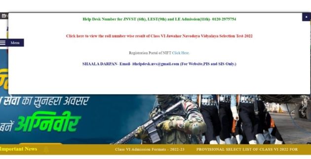 JNVST Class 6 results, JNVST results