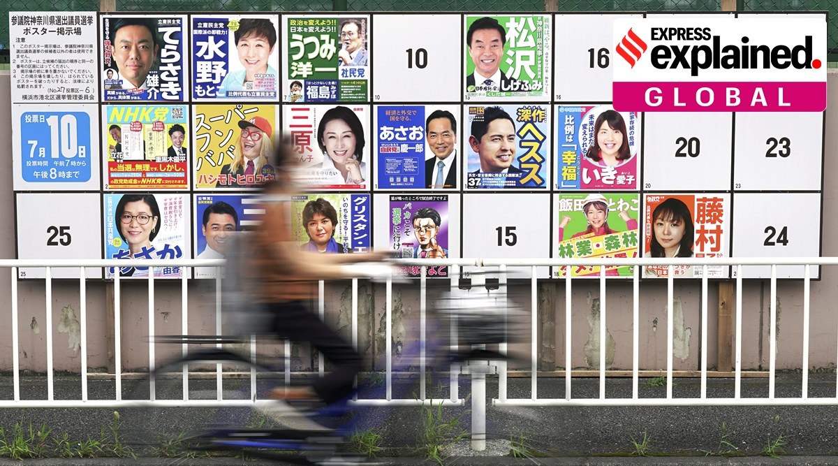 Local campaign poster bulletin board for upper house election is seen Monday, July 4, 2022, in Yokohama, near Tokyo. (AP Photo/Eugene Hoshiko)