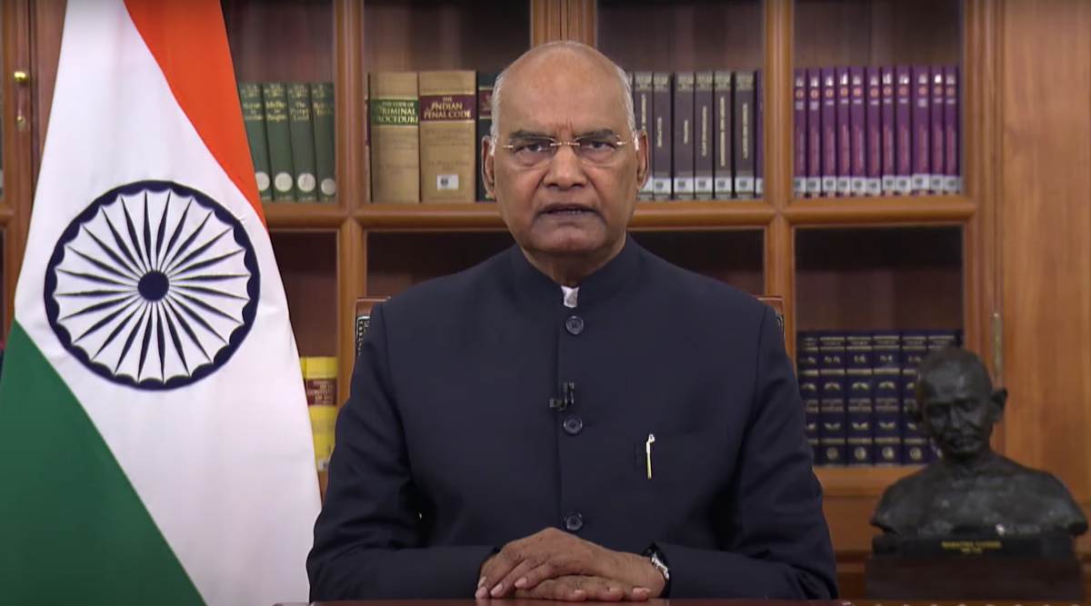 President Ram Nath Kovind addresses the nation on Sunday. (Photo: Videograb/Youtube@President of India)