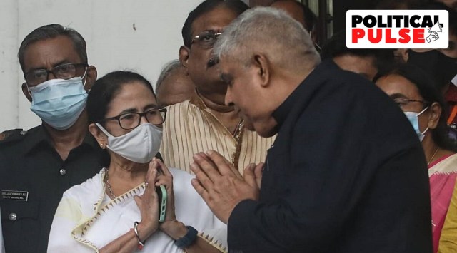 West Bengal CM Mamata Banerjee with Governor Jagdeep Dhankhar. (Express Photo by by Partha Paul/File)
