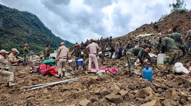 A massive landslide hit the Tupul railway construction camp in Noney district of Manipur on the night of June 29. (PTI, file)