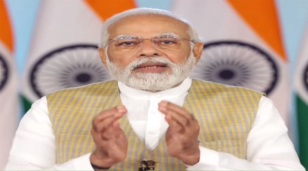 Screengrab from a live youtube video of Prime Minister Narendra Modi's address on Sunday. (PTI)