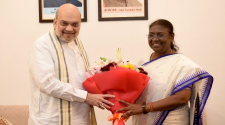 Union Home Minister Amit Shah with President-elect Draupadi Murmu. (Twitter/@AmitShah)