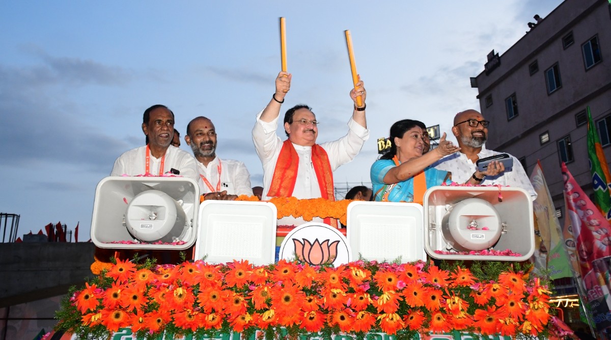 Ahead of BJP national executive meet, Nadda holds roadshow in Hyderabad ...