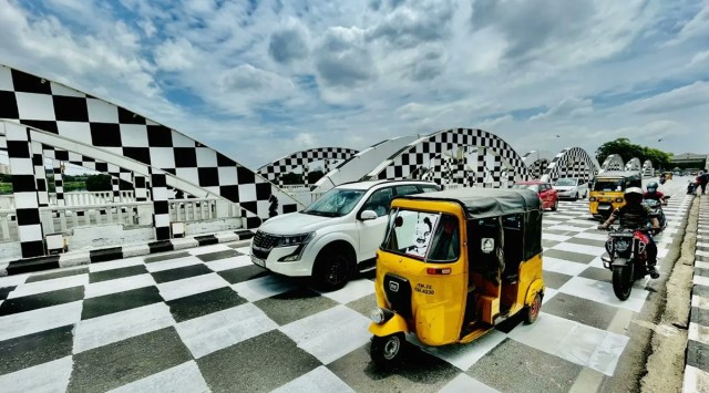 The Napier Bridge in Chennai has been decorated to celebrate the International Chess Olympiad in the city. (Image credits: @pk_views/Twitter)